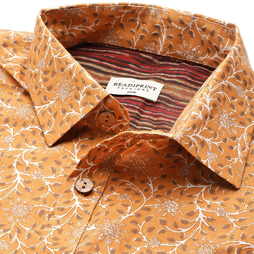 Cotton Fabric Mustard Printed Casual Shirt