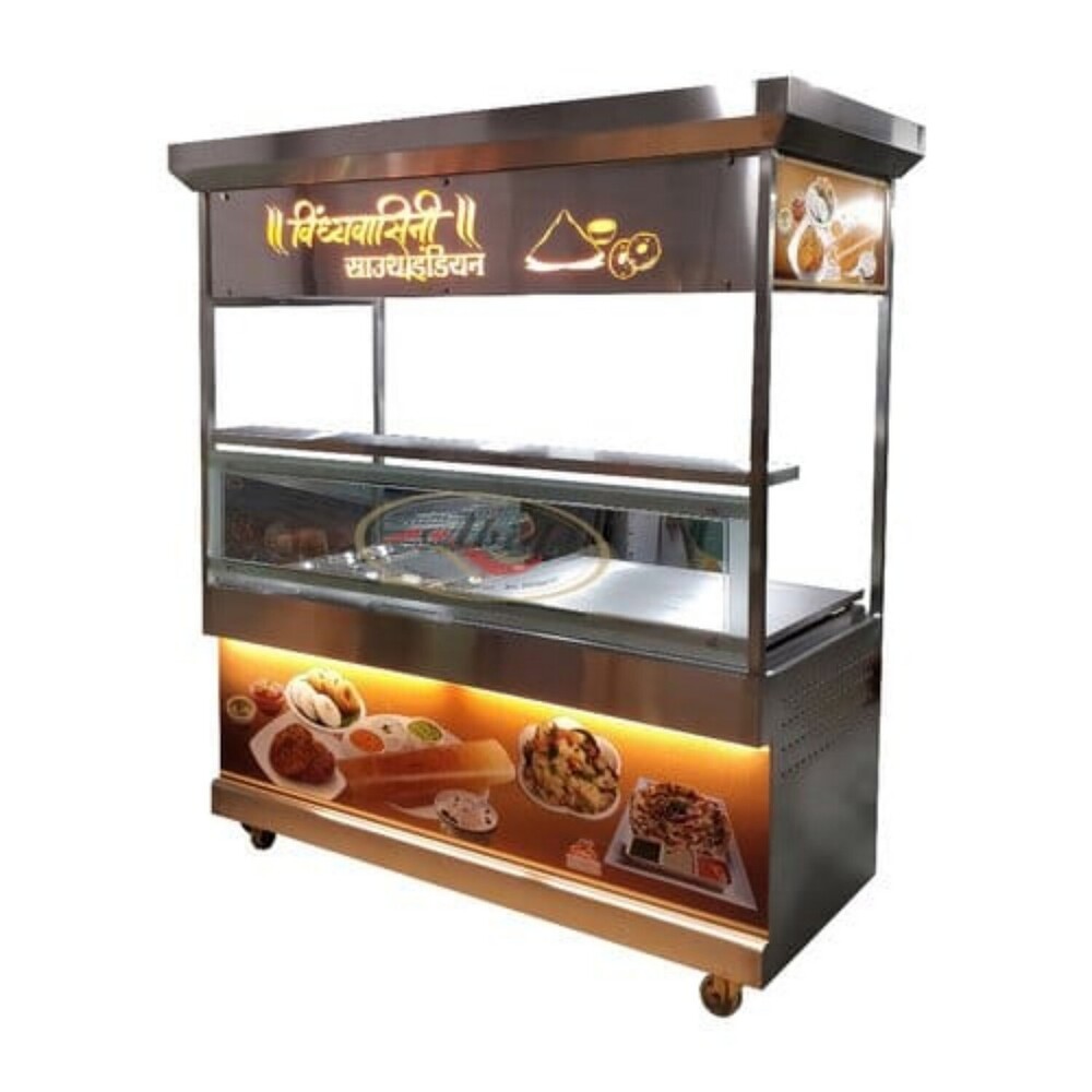 SS Food Counter - Glass and Stainless Steel Modern Design with Polished Finish Customizable Colors for Restaurants Cafes and Catering Services