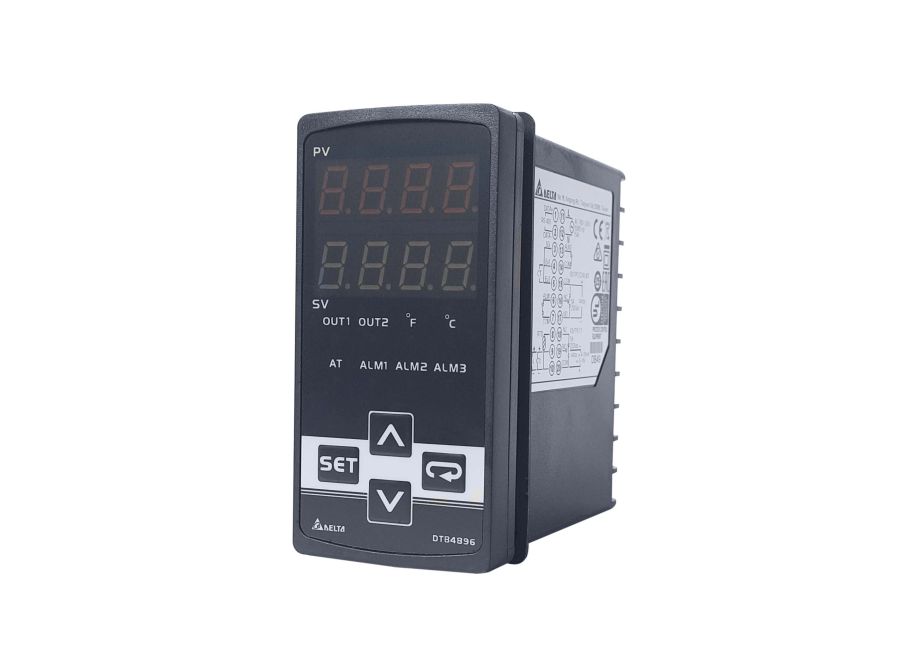 Temperature Controller - Dual Output 48x24mm, Black | Pid, Programmable Modes, Rs-485 Communication, Alarm Outputs, Event & Valve Function