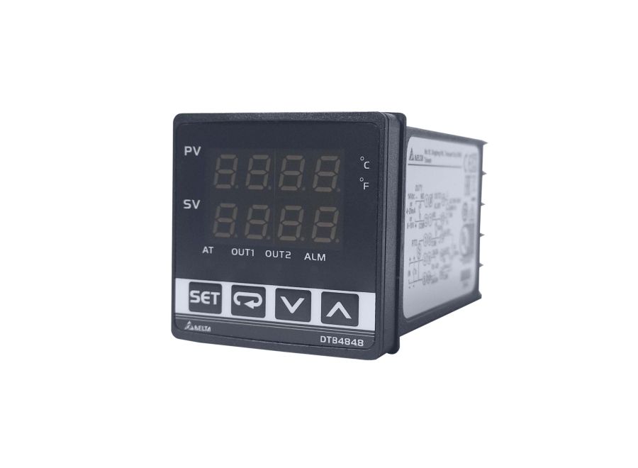Temperature Controller - Dual Output 48x24mm, Black | Pid, Programmable Modes, Rs-485 Communication, Alarm Outputs, Event & Valve Function