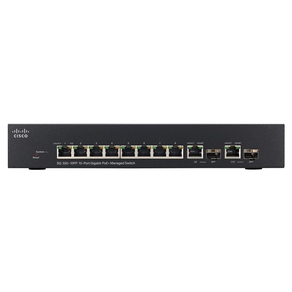 Cisco Sg300-10Pp 10-Port Gigabit Poe+ Managed Switch | Layer 3 | - Cable Length: Standard Meter (M)