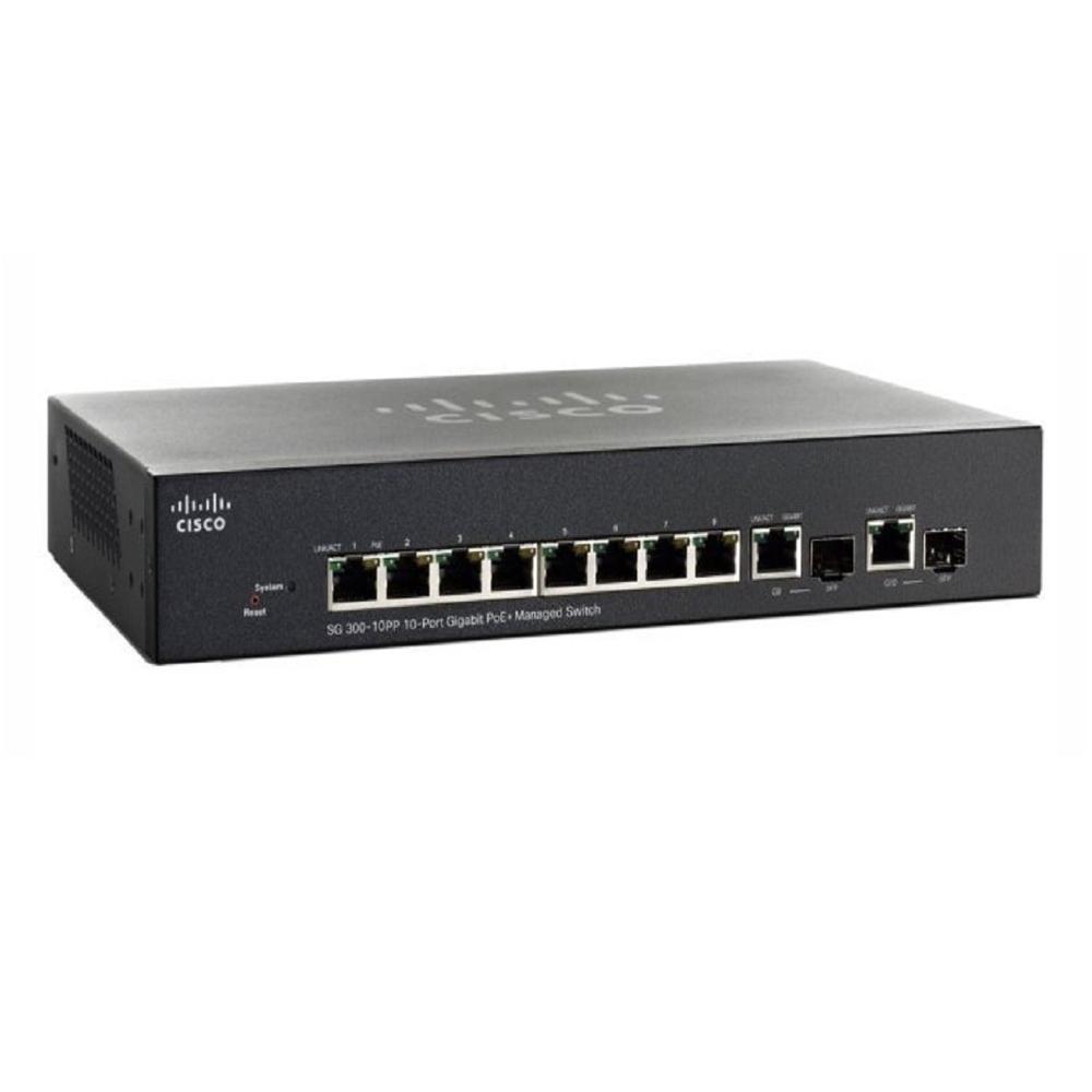 Cisco Sg300-10pp 10-port Gigabit Poe+ Managed Switch | Layer 3 | - Cable Length: Standard  Meter (M)