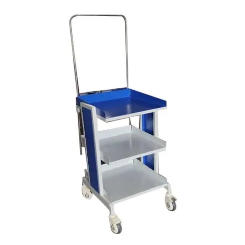 Mild Steel Ecg Machine Trolley - Color: Blue And White