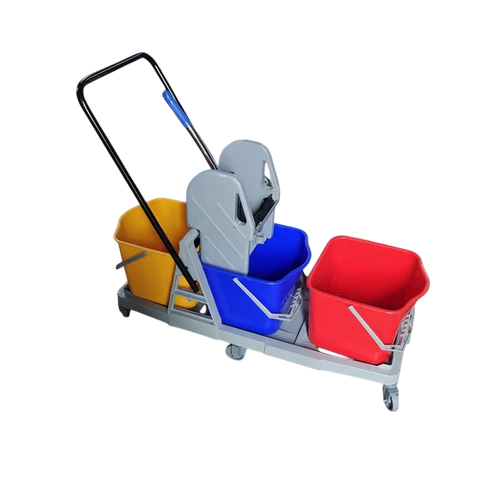 3 Bucket Mop Wringer Trolley - Color: Blue