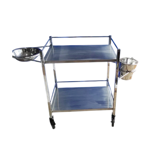 Hospital Dressing Trolley - Stainless Steel, L-27" W-18" H-32" , Polished Silver Finish, Corrosion-Resistant Design for Hospital Use