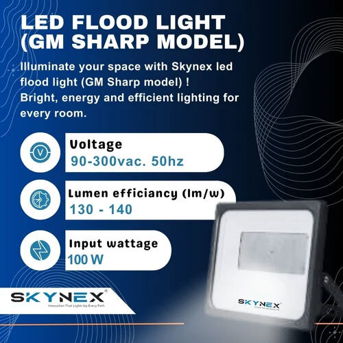 100w Led Flood Light (Gm Sharp Model) - Color: Black