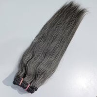Grey Human Hair Extensions Straight - Salt and Pepper Remy Hair Bundles.