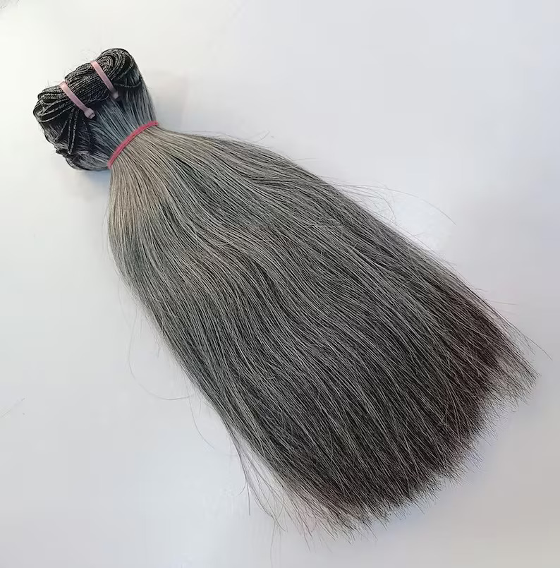 Grey Human Hair Extensions Straight - Salt and Pepper Remy Hair Bundles.