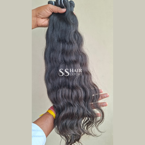 Indian Virgin Human Hair Bundles Natural Color Temple Remy Weft