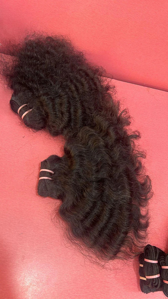 Raw Indian Curly Human Hair Wefts Hair Bundles  Temple Remy Weft Hair Extension