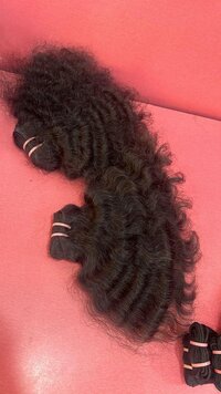 Raw Indian Curly Human Hair Wefts Hair Bundles  Temple Remy Weft Hair Extension