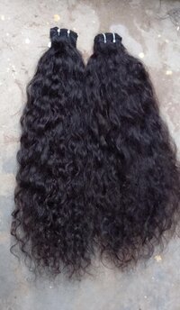 Raw Indian Curly Human Hair Wefts Hair Bundles  Temple Remy Weft Hair Extension