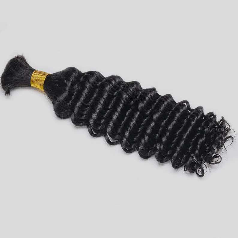 Indian premium Natural Color Curly  Bulk Hair Bundles Premium Remy Hair Extension