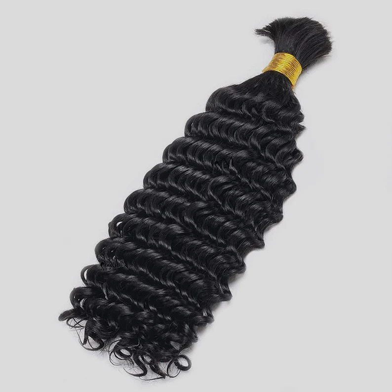 Indian premium Natural Color Curly  Bulk Hair Bundles Premium Remy Hair Extension