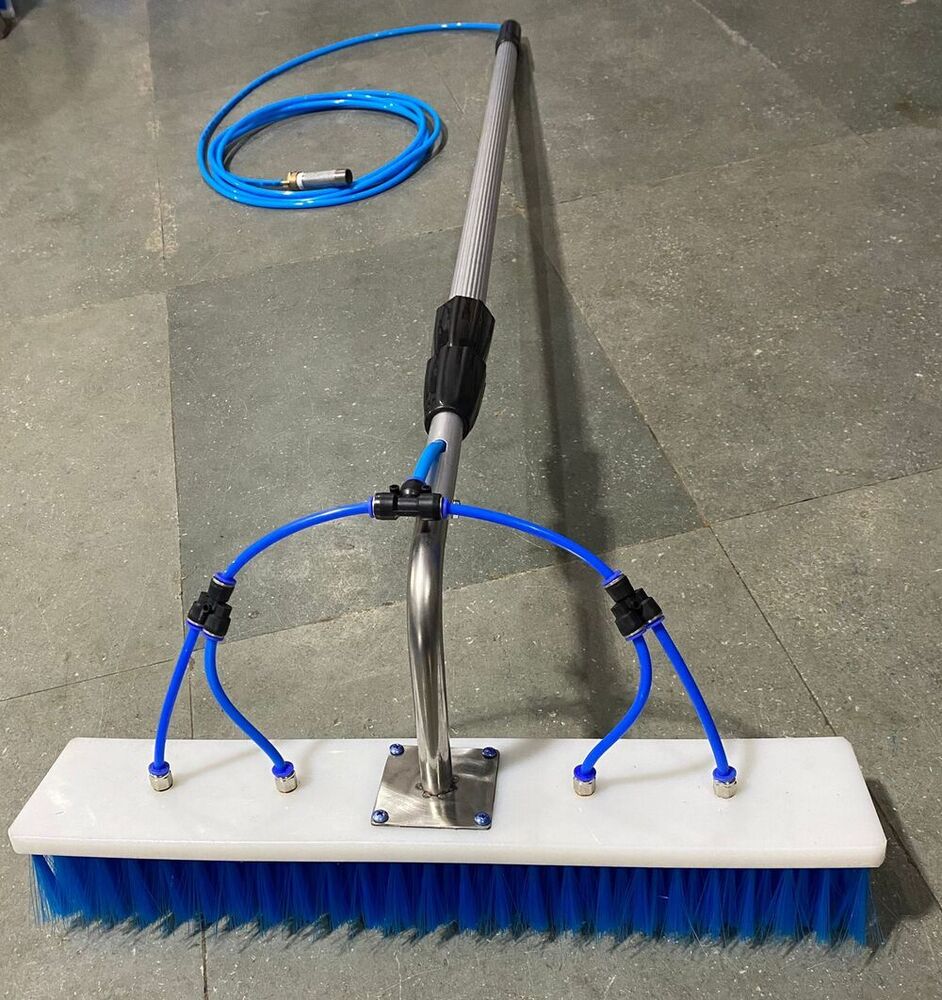 Solar Panel Cleaning Brush - Aluminum Material, 3-12 Mtr Telescopic Handle Length, Blue Color, Manual Flat Brush With Nylon Bristles, 60 Mm Height