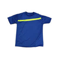 नीले रंग की गोल गले की टी शर्ट