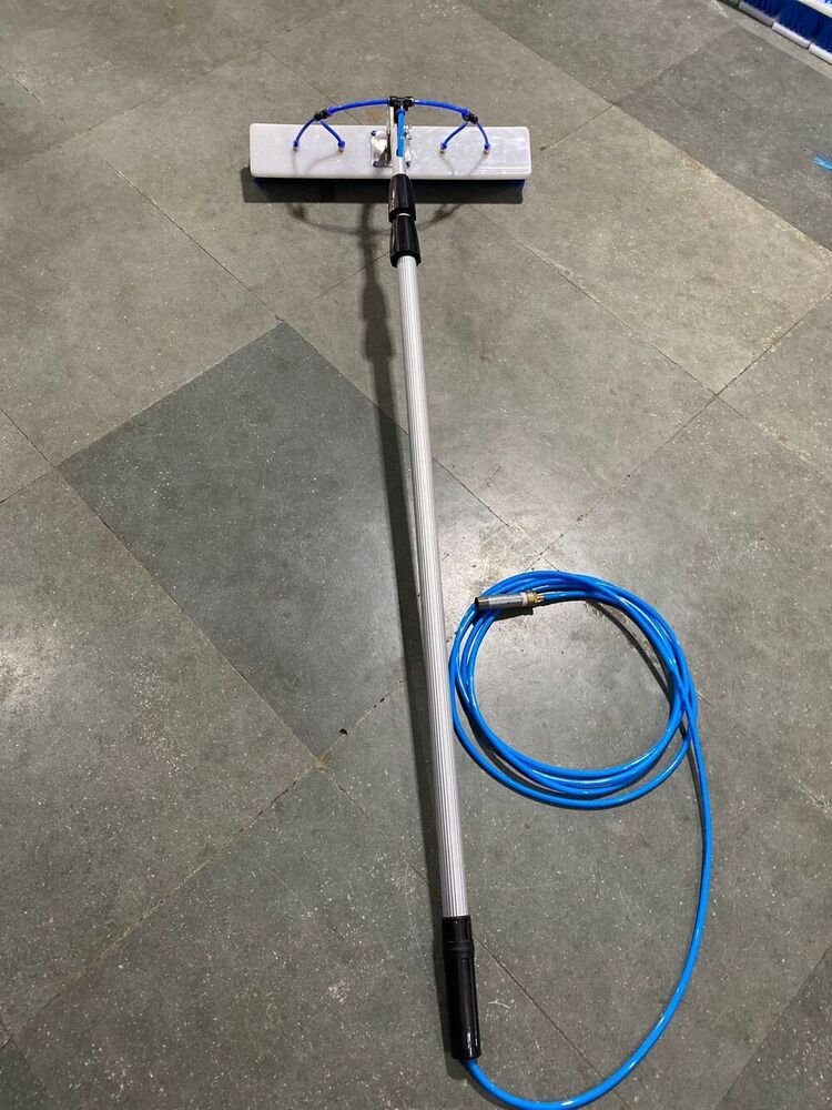 Solar Panel Cleaning Brush - Aluminum Material, 3-12 Mtr Telescopic Handle Length, Blue Color, Manual Flat Brush With Nylon Bristles, 60 Mm Height
