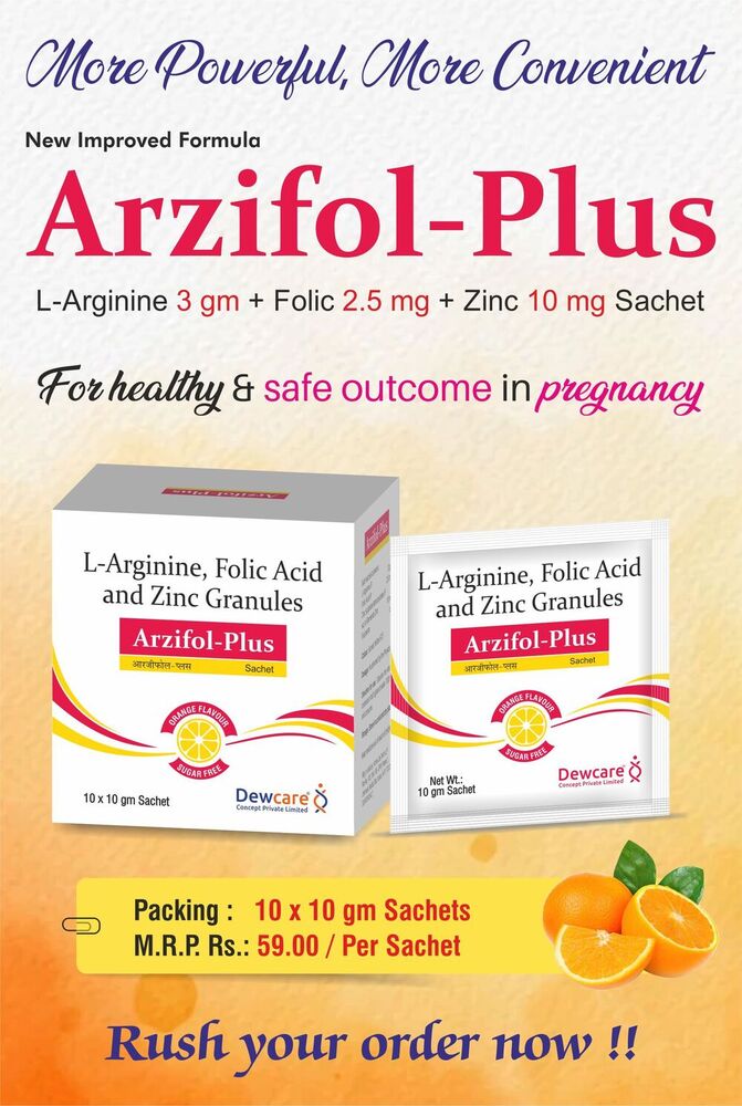 ARZIFOL-PLUS SACHET - L-Arginine + Folic Acid + Zinc | Supports Cardiovascular Health, Enhances Blood Flow, Boosts Immune Function