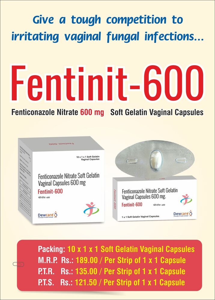 FENTINIT-60 VEGINAL CAPSULES - Fenticonazole Nitrate Soft Gelatin Effective Antifungal Treatment for Vaginal Infections and Conditions