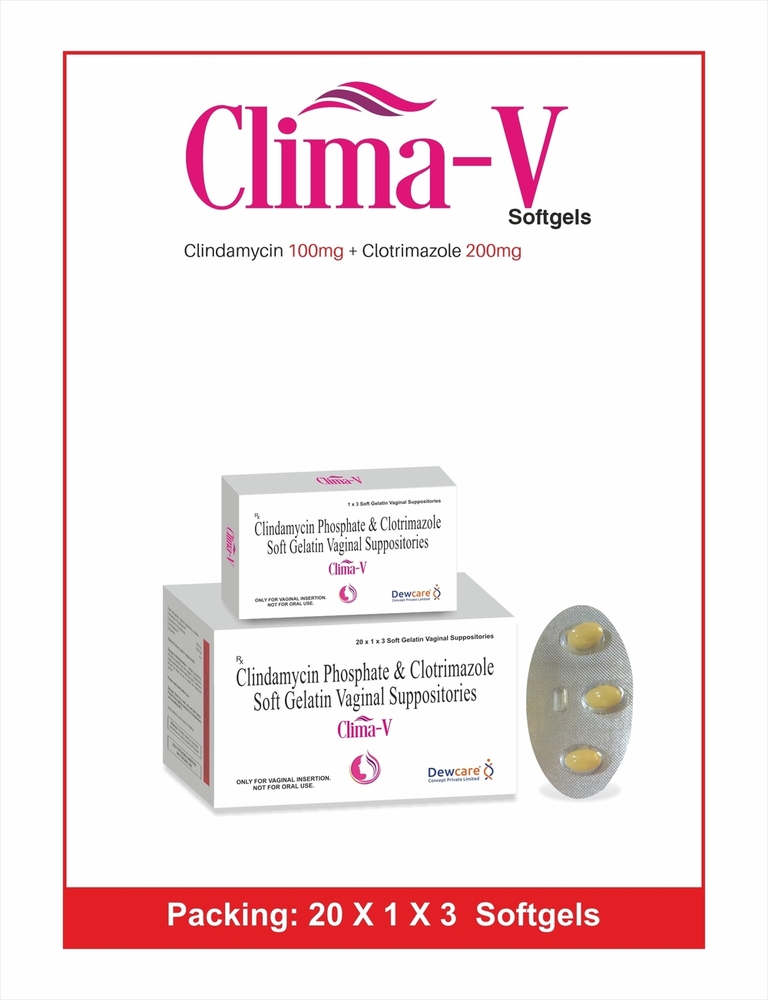 CLIMA-V Softgels - Clindamycin 100mg + Clotrimazole 200mg | Antibacterial & Antifungal Effects for Enhanced Infection Management
