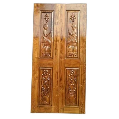 Polished Brown Wooden Entrance Door - Application: Interior
