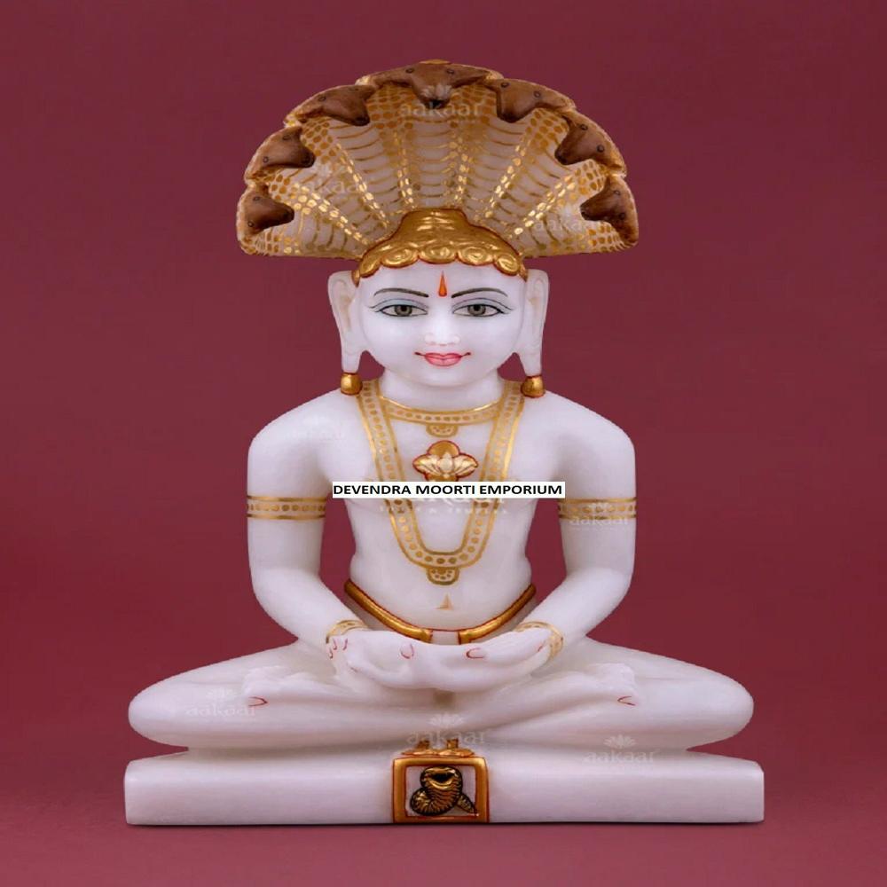Marble Parshwanath Bhagwan Statue In New Jersey - Color: White