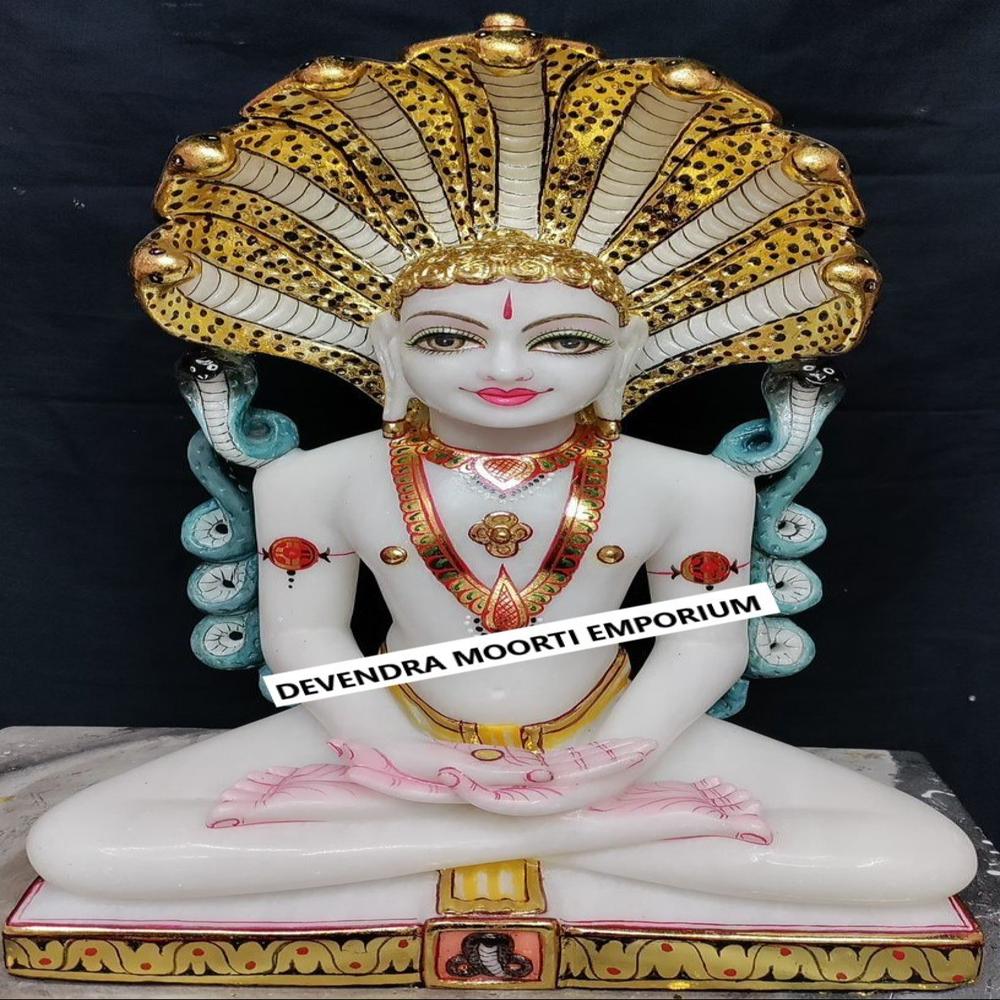 Marble Parshwanath Bhagwan Statue In New Jersey - Color: White