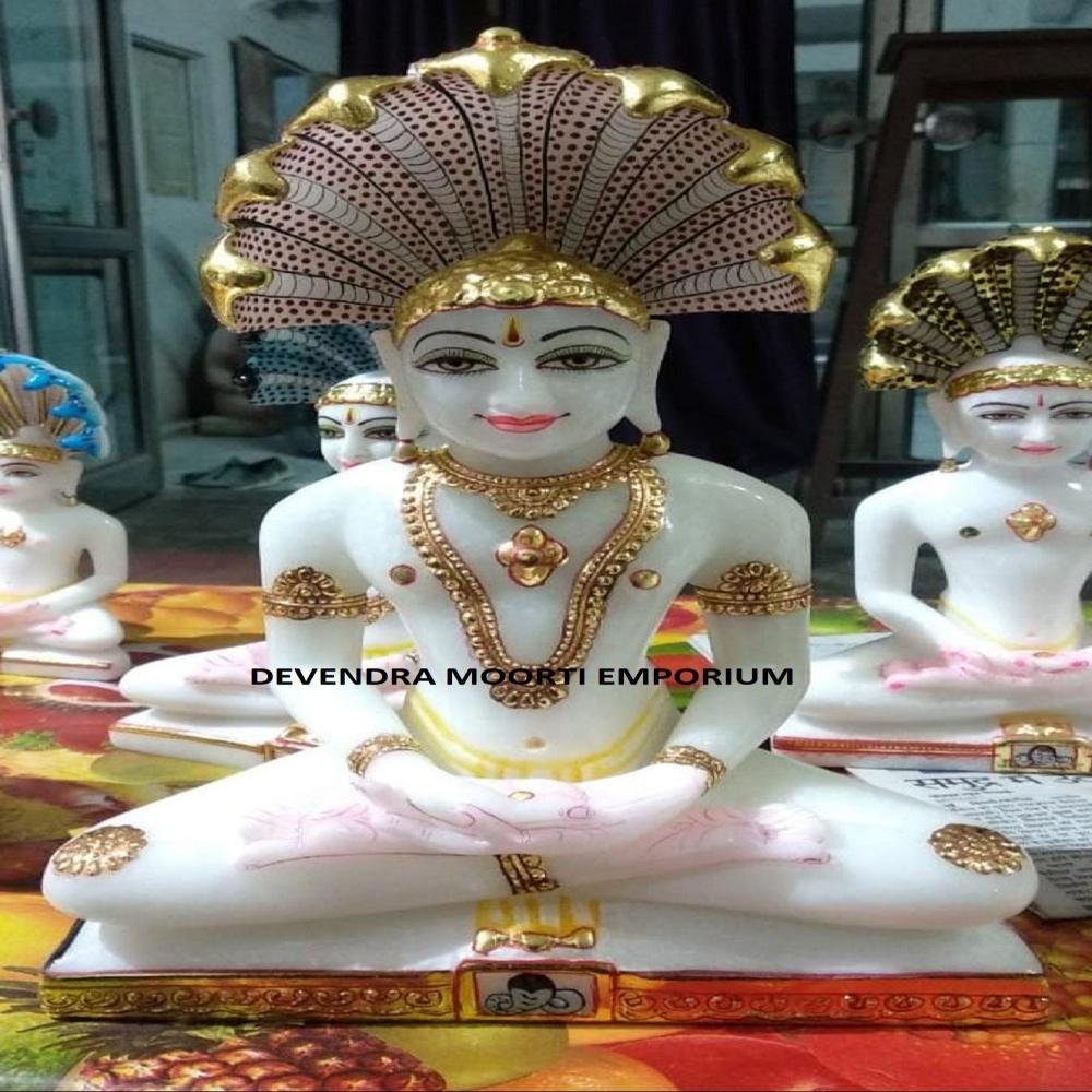 Marble Parshwanath Bhagwan In India - Color: Whitre