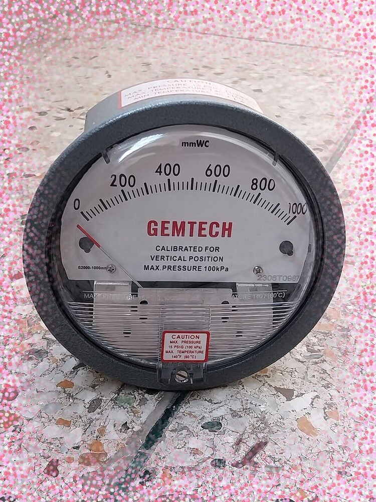 Gemtech G2010 Differential Pressure Gauge 0-10 Inch W.c