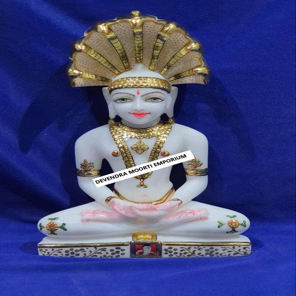 PURE WHITE MAKRANA MARBLE PARSHWANATH BHAGWAN