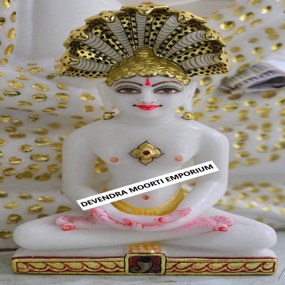 PURE WHITE MAKRANA MARBLE PARSHWANATH BHAGWAN