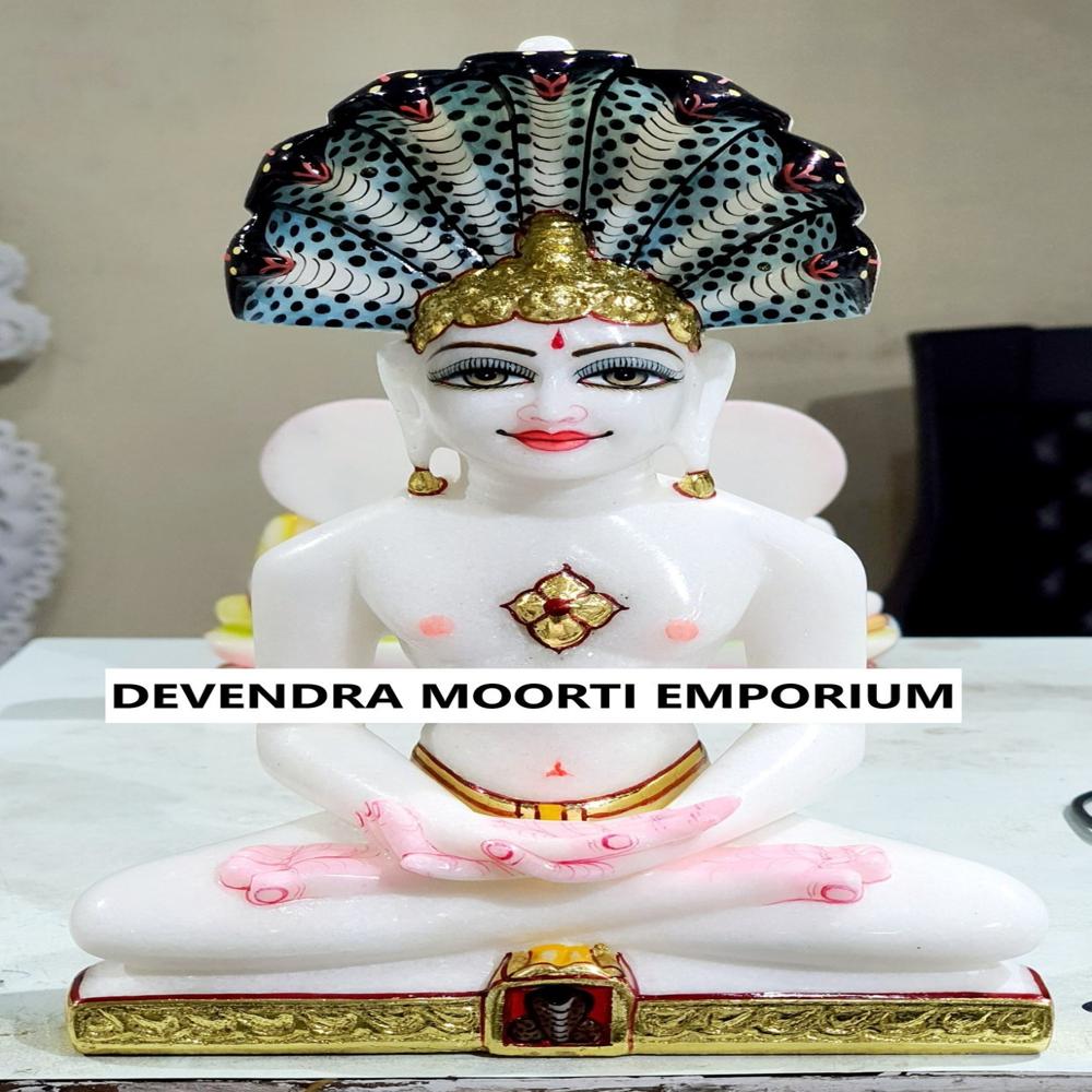 PURE WHITE MAKRANA MARBLE PARSHWANATH BHAGWAN