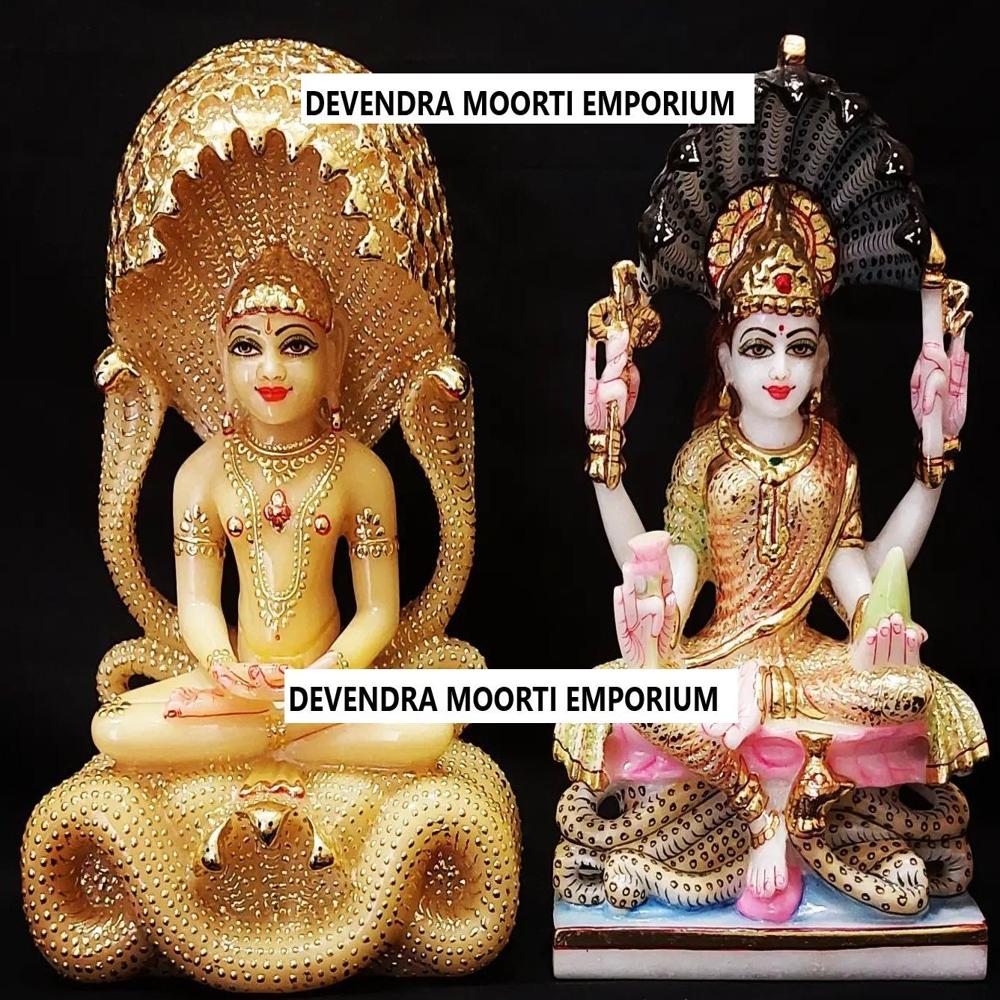 Marble Unique Parshwanath Bhagwan Statue - Color: White