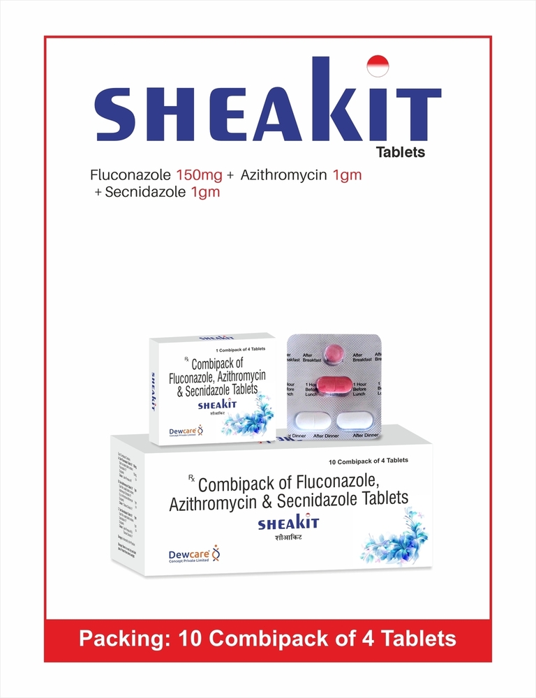 SHEAKIT TABLETS - Fluconazole + Azithromycin + Secnidazole Combination | Effective Antimicrobial Therapy for Diverse Infections