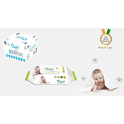 Oasis Natural Baby Wipes - Non Woven Spun Lace, 25 Pcs | White, Ideal For Newborns