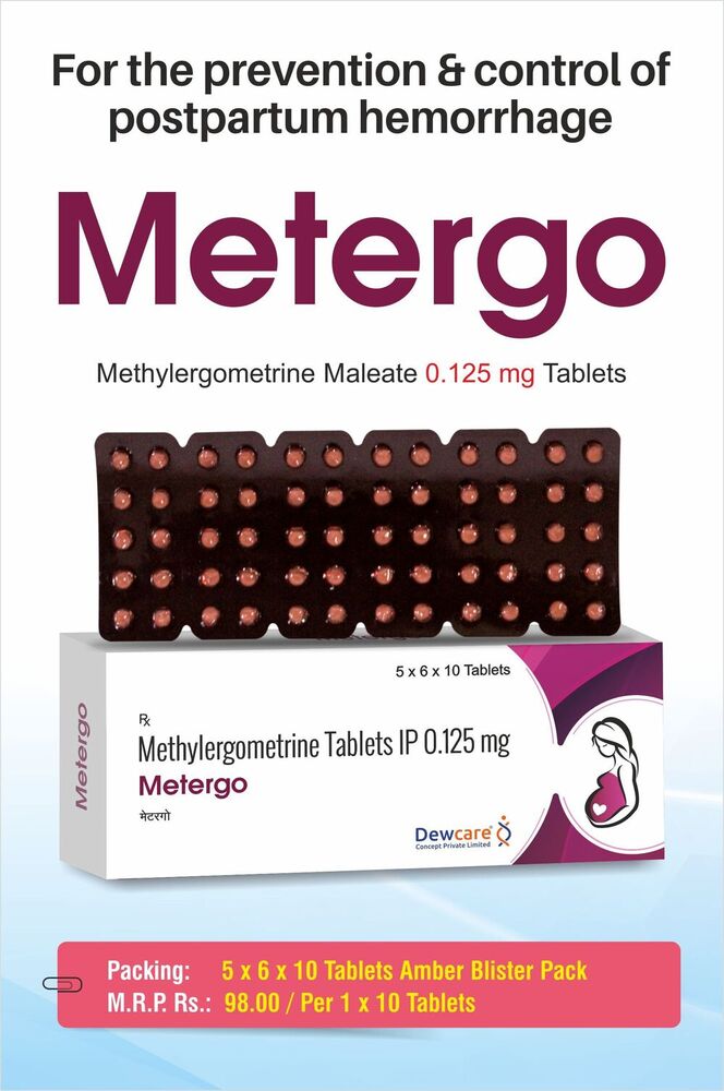 METERGO INJECTIONS - Methylergometrine Maleate, 1 mL Vial | Injectable Solution for Uterine Contraction Management, Rapid Onset Action