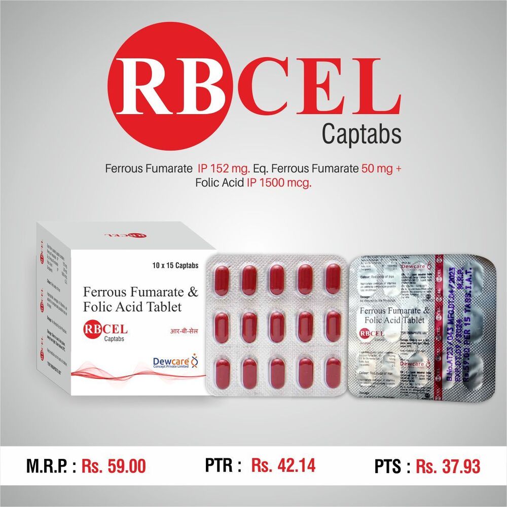 RBCEL CAPTAB - Ferrous Funarate + Folic Acid , Essential Nutrient Supplement for Enhanced Hemoglobin Levels and Overall Health