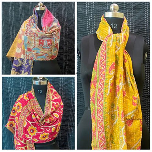 हाथ से बने हुए कपास कंठा दुपट्टे - विभिन्न प्रिंट और रंग