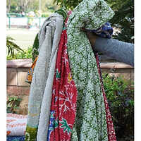 Cotton Kantha Vintage Quilt - Pattern: Printed