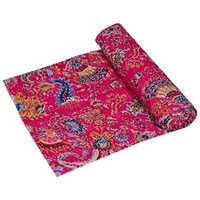 A Handcrafted Cotton Kantha Quilt - Mukut Print