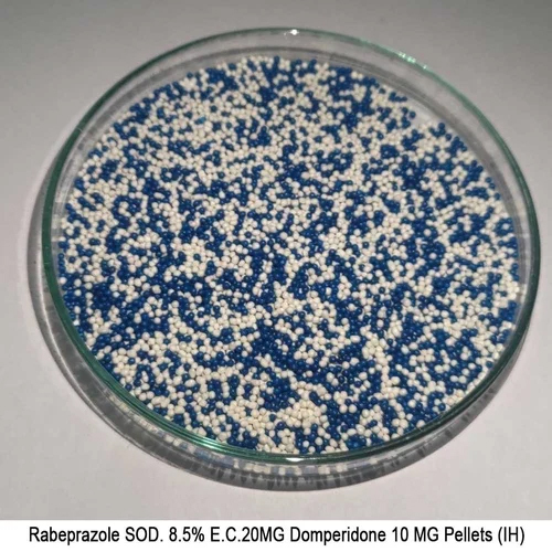 Rabeprazole Sod. 8.5% E.C.20Mg Domperidone 10 Mg Pellets (Ih) - Color: White And Blue