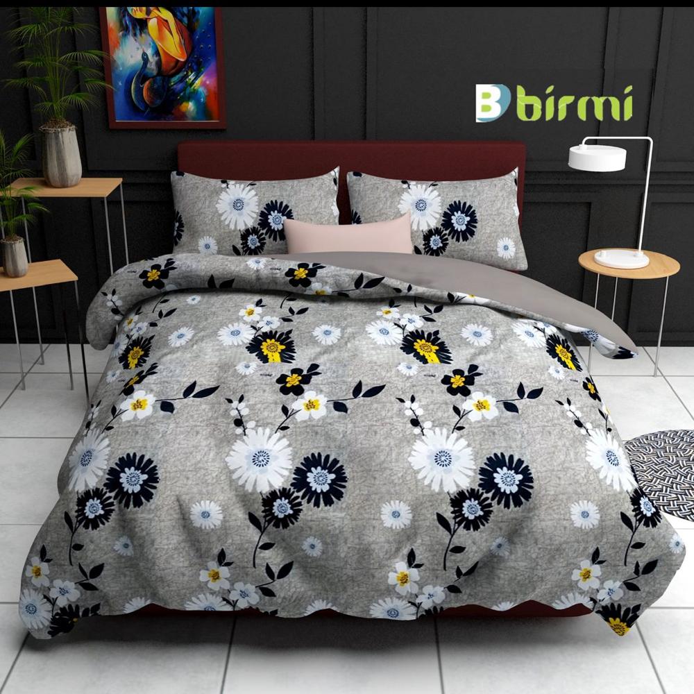 BEDSHEET DOUBLE BED - Cotton Blend, Queen Size, Elegant Floral Design | Breathable Fabric, Easy Care, Fade Resistant, Luxurious Feel