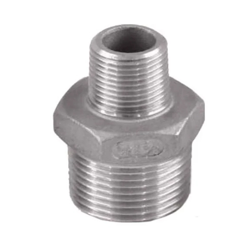 Stainless Steel Reducing Hex Nipple - Color: Silver