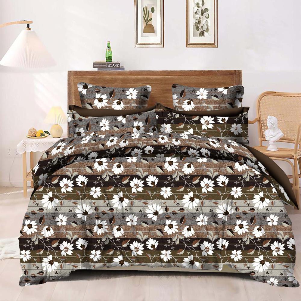 Bedsheet Double Bed - Cotton Blend, Queen Size, Solid Color | Features Flat And Fitted Designs, Elastic Hem For Secure Fit, Easy Care