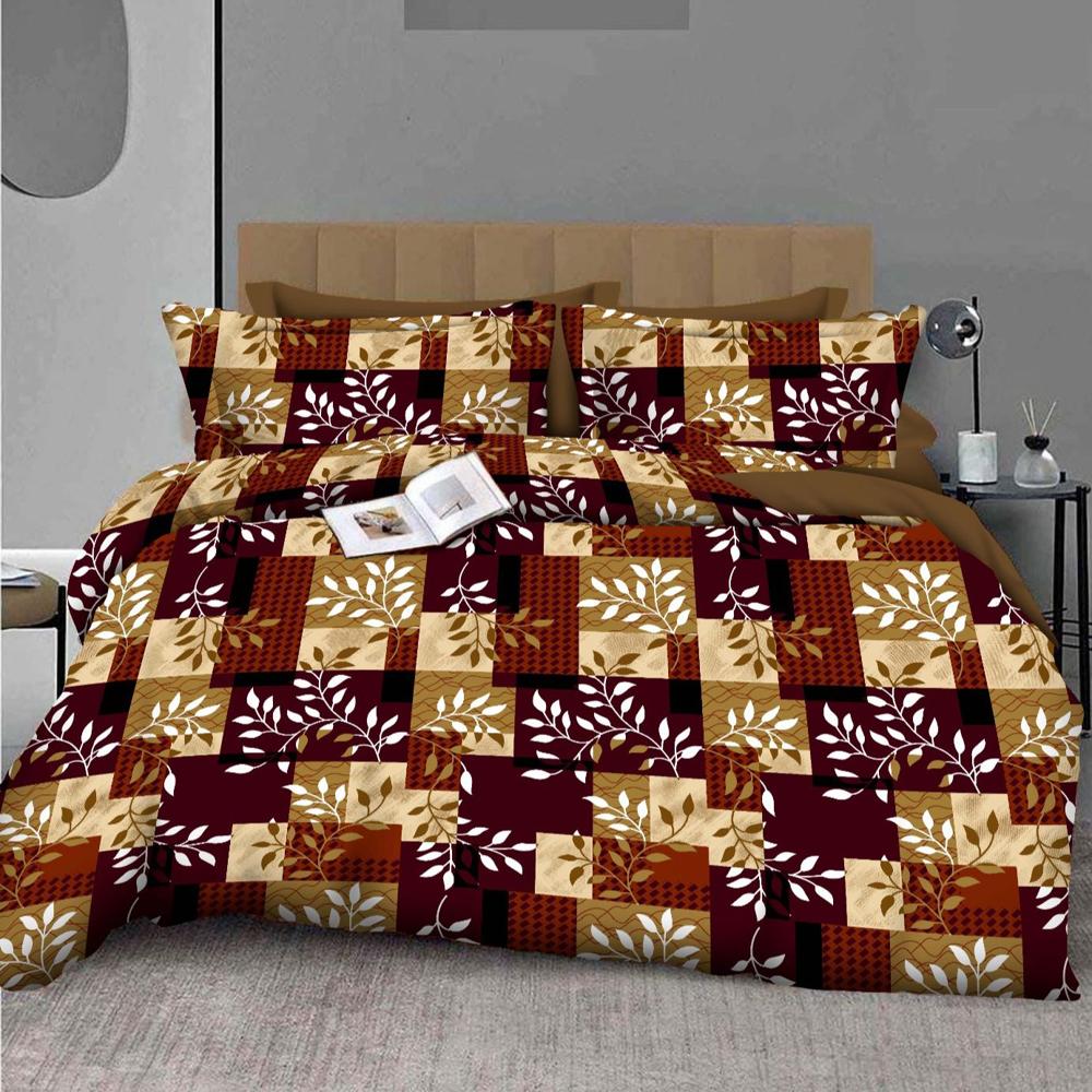 Bedsheet Double Bed - Cotton Blend, Queen Size, Solid Color | Features Flat And Fitted Designs, Elastic Hem For Secure Fit, Easy Care
