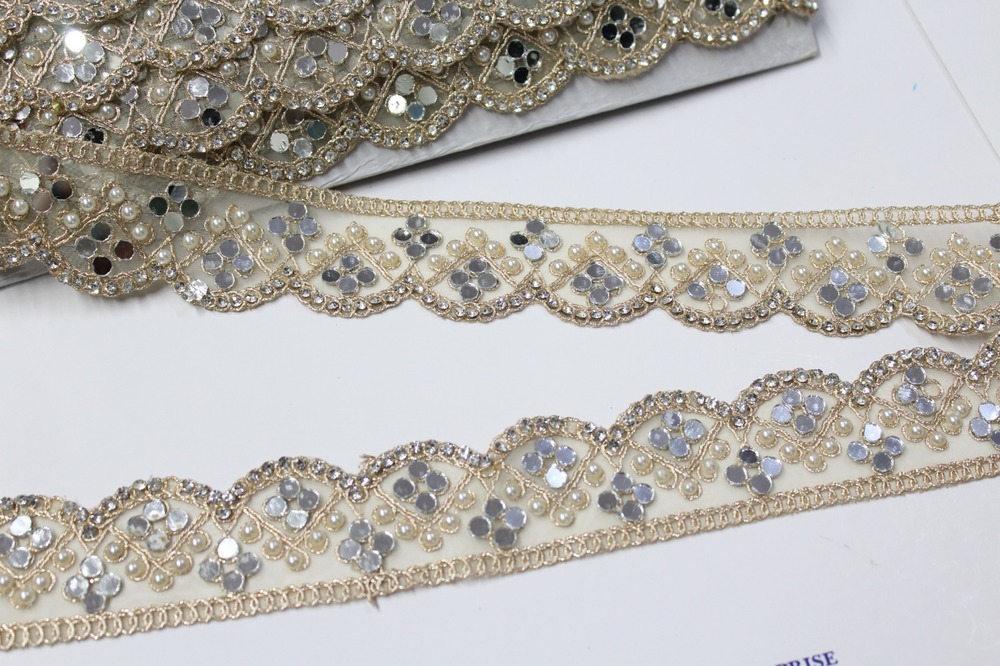 golden cutwork mirror lace