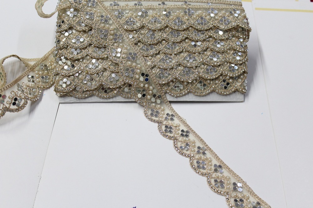 golden cutwork mirror lace