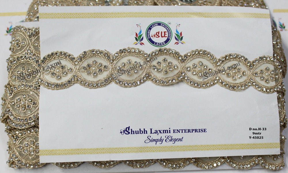 Golden Stone Work Lace