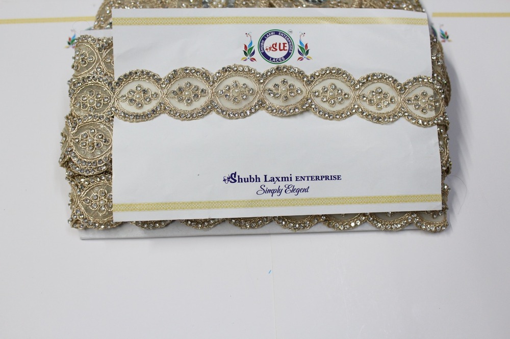 Golden Stone Work Lace - Design: Handwork