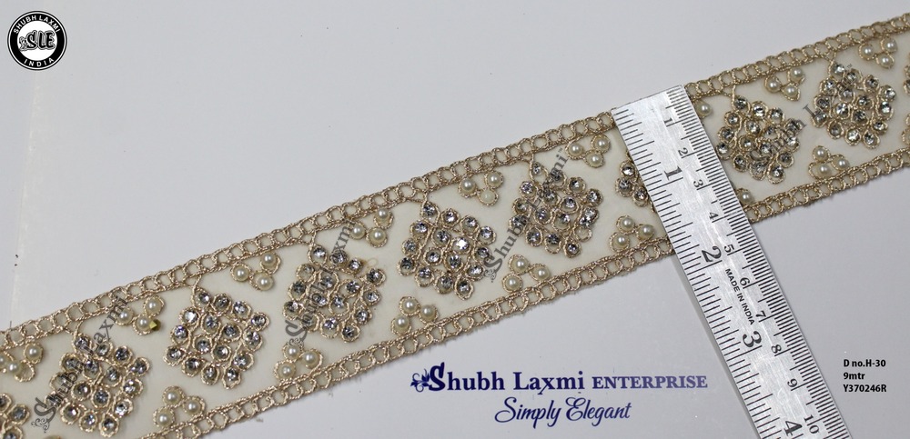 golden embroidery stone lace